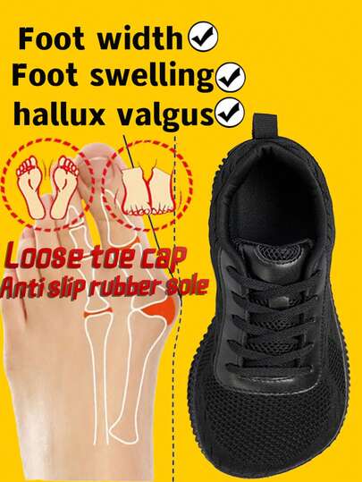 1 Pair Men's Casual Lace-Up Wide Fit Sneakers, Comfortable Wide Toe Box, Anti-Slip, Suitable For Outdoor Wear In Spring And Autumn