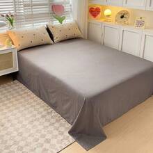 Juego de ropa de cama de 4 piezas, funda nórdica con estampado de corazones en gris claro con cierre de cremallera, sábana plana de unicolor, adecuado para todas las estaciones, juego de ropa de cama de estilo nórdico minimalista, suave y transpirable, lavable a máquina, adecuado como regalo para amigos y familiares, Día de San Valentín, Ramadán, incluye 1 funda nórdica (sin relleno), 1 sábana plana, 2 fundas de almohada (sin relleno)