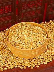 迷你仿金锭套装，圣诞节、送给老板、乔迁、退休的完美礼物 - 吉祥金锭摆件，中式财富装饰，桌面摆件（金合金） - 彩色 - 查看 4