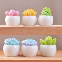Conjunto de 6/12 Mini Vasos de Flores, Mini Figuras de Resina, Pequenas Plantas em Vasos, Mini Decorações, Vasos para Suculentas, Ideais para Decoração de Jardim, Decoração de Paisagem em Miniatura, Decoração de Mesa, Artesanato DIY, Decoração de Casamento - Multicolorido - Ver 7