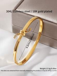 1 chiếc vòng tay bằng thép không gỉ đính đá lấp lánh sang trọng, thích hợp cho đám cưới, tiệc tùng, đeo hàng ngày, quà tặng trang sức thời trang. - vòng đeo tay - Xem 7