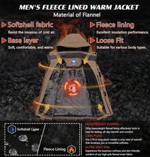 Men's Ski Jacket Winter Waterproof Snow Jacket Wool Lined Warm Heavy Parka With Hood - màu nâu - Xem 3