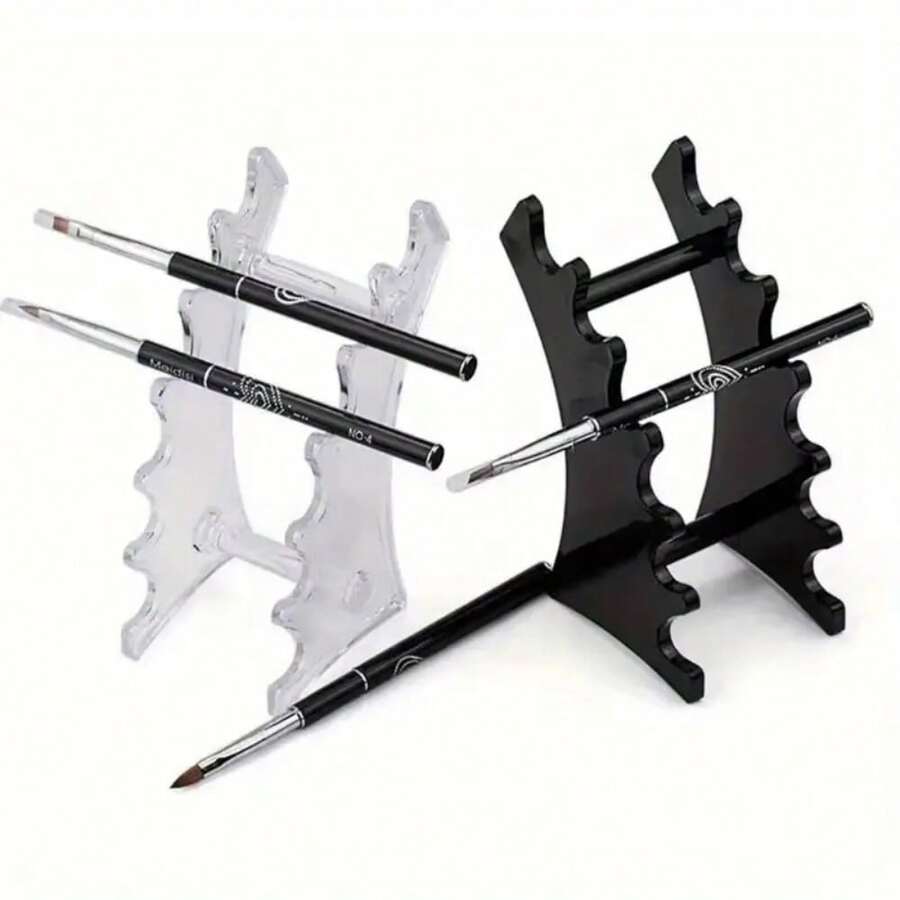 6-Slot Plastic Pen Holder Display Stand, Eyebrow Pencil Display Rack, Makeup Brush Holder, Clear Pen Organizer, Suitable For Home, School, Store, Dorm And Office Supplies Organization, Craft Display, Office & School Supplies, Desk Accessories, Durable Acrylic, Non-Slip, For Stationery Storage, Office Desk Organizer, Study Room, Desk Decor, Makeup Storage, Vanity, Back To School Gift, Gift For Her, Gift For Him - Multicolor - View 1