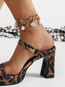 Spring/Summer New Sexy Thick Heel Leopard Print Open Toe Sandals, Fashion Versatile Chunky Heel Ladies Slippers Suitable For Outdoor, Commute, And Home Wear - Multicolor - View 6