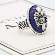 Vampire Rings Daylight Rings Vintage Crystal Ring With Blue Lapis Fashion Movies Jewelry Cosplay - Silver - View 7