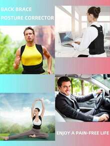 Corrector de postura para espalda (2025), nuevo, 1 pieza, para mujeres y hombres, enderezador de espalda, corrección de escoliosis y joroba, soporte de hombro totalmente ajustable, corrector de columna, entrenador de postura ajustable, accesorios de gimnasio, fajas lumbares. - Negro - Ver 11