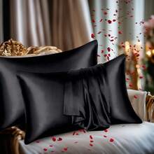 4 Pieces Of 100% Mulberry Silk Pillowcases, Silk Pillowcases, Suitable For Hair And Skin, Silk And Soft Bed Pillowcases, With Invisible Zipper, For Ladies And Men - Gói 2 màu đen - Xem 7