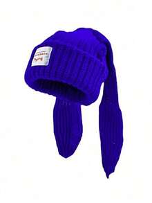 1pc Y2K Style Unisex Loverboy Bunny Ear Knitted Beanie Hat, Suitable Street Parties, Outdoor Use In Autumn And Winter Seasons - 針織帽 - 查看 3
