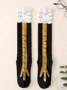 1 Pair Men's Funny Chicken Feet Printed Crew Socks - Multicolor - View 4