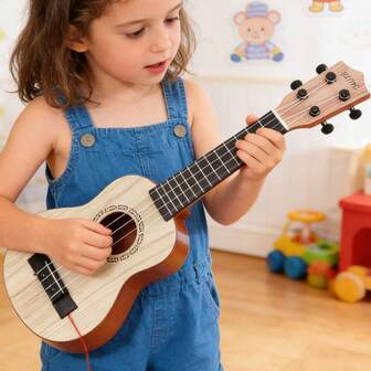 Ukelele, patrón de grano de madera, juguetes de guitarra para niños, instrumentos de juguete, educación temprana, juguetes musicales