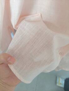 Women's Long-Sleeved Linen Shirt - 淺粉紅色2 - 查看 4