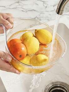 1个带把手的多功能洗米篮，可用作洗菜盆、水果盘、厨房沥水篮、厨房洗米滤网、家用厨房沥水篮 - 彩色 - 查看 7