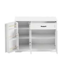 Modern, Elegant Sideboard With 3 Türen And One Schublade, Buffetschrank Für Esszimmer, Wohnzimmer Und Diele (Weiß) - White - View 4