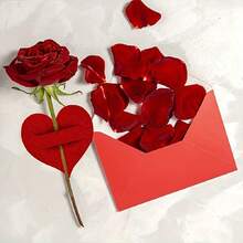 10pcs Felt Heart Shaped Tableware Decor Set, Romantic Minimalist Nature Style, Suitable For Valentine's Day Date, Wedding Party - Red - View 6