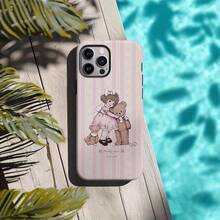 Funda de película dos en uno con diseño de oso de peluche  - Duradera, absorbente de impactos y protección moderna - Compatible con iPhone 16, 15, 14, 13, 12, 11, Plus, Pro, Max, regalo de cumpleaños perfecto para amigos - Blanco - Ver 6