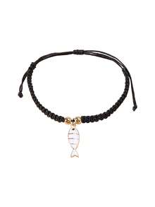 1pc Dopamine Alloy Drip Oil Cute Fish Pendant Adjustable Handmade Braided Bracelet - Fish - View 7