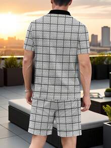 男士拉链 Polo 衫和休闲短裤套装 - 彩色 - 查看 4