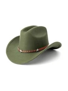 1Pc Back To School Western Cowboy Hat, Unisex, Felt Soft Woolen Hat, Belt Buckle Cowboy Hat, Suitable For Halloween, Holiday Parties, Daily Leisure, Etc - Style 1 - View 25