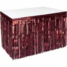 CZ Beistle Flotadores de mesa de plástico metálico de 1 capa con flecos fiesta de Mardi Gras decoraciones de cumpleaños celebración de  shower recepción de boda 30 x 14 pies borgoña 8764 - Burdeos - Ver 1