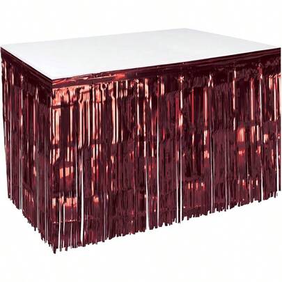 CZ Beistle Flotadores de mesa de plástico metálico de 1 capa con flecos fiesta de Mardi Gras decoraciones de cumpleaños celebración de  shower recepción de boda 30 x 14 pies borgoña 8764