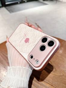 1pc Customized Name, Pink Lace Minimalist Apple Design Creative Phone Case Compatible With Samsung S24 Ultra/S25 Ultra And Apple 17 Pro Max/16 Pro Max/15 Pro/14 Plus/13 Pro/12 Pro Max/11/Xs Max/8/7/6 Plus, Suitable As Birthday Gift, For Girlfriend/Boyfriend Or Personal Use - Pink - View 4