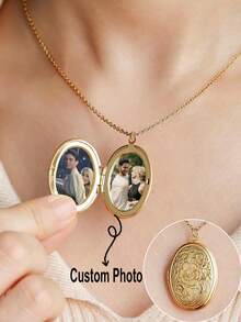 1条定制个性化照片椭圆形吊坠项链，采用不锈钢材质，创意十足，优雅经典，百搭实用，适合日常佩戴。是送给女士的温馨珠宝礼物，也是时尚的秋季情人节和圣诞节礼物之选。 - 彩色 - 查看 7