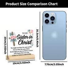 1pc Inspirational Christian Gift For Sister In Christ | Clear Acrylic Home Decor With Uplifting Message | Birthday Or Easter Faith Gift For Women | Scripture-Inspired Desk Sign