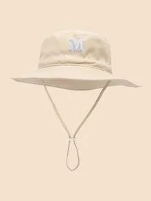 1 chiếc mũ tai bèo dễ thương cho bé - Mũ vành rộng chống nắng với các chữ cái thêu từ A-Z, dây đeo cằm có thể điều chỉnh, thích hợp cho bãi biển và các hoạt động ngoài trời hàng ngày. - Màu be - Chữ vá - Xem 16