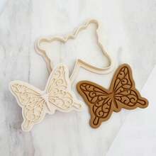 1个7*6厘米蝴蝶饼干模具卡通烘焙DIY翻糖模具3D压制糖霜饼干模具 - 白色 - 查看 4