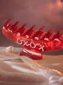 XOXO Women's Hair Claw Clip, Red Hair Clip With Sweet Cute Faux Pearl Decor, Styling Hair Accessory, Suitable For Valentine's Day, Wedding, Engagement, Valentine's Day Gift Valentine Muse - Multicolor - View 7