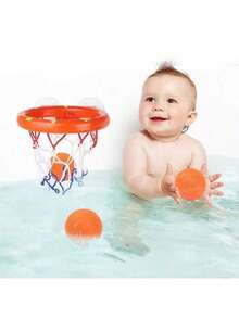 1 Set Baby Bath Tub Basketball Hoop Toy, Suction Cup Holder Bathroom Water Play Basketball Shooting Toy, Indoor Mini Basketball Hoop With 3 Balls - Multicolor - View 6