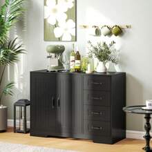 Sideboard, Chest Of Drawers, Modern Style, 4 Drawers, 1 Cabinet, 105 X 40 X 76 Cm, Black. Home Delivery Available. - Black - View 2