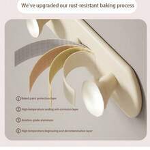 Wall Mounted Coat Rack, White Hooks, Adhesive/Screw Mounted, Stainless Steel Door Hooks, For Hanging Hats, Towels, Clothes, With 4/5/6/7/8 Round Hangers - Multicolor - View 6