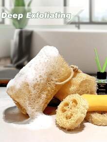 1/2/3pcs Natural Loofah Body Scrubber, Exfoliating Sponge, Body And Kitchen Cleaning Brush, Suitable For Sensitive Skin, Reusable Bath Sponge (Unisex), Natural Plant Fiber, Cleanse Face And Body, Natural Loofah Kitchen Cleaning Pad, Loofah Bath Brush, Body Exfoliating Sponge, Unisex, Facial Skin SPA Care, Kitchen Gadget, Bathroom Accessory - Multicolor - View 4