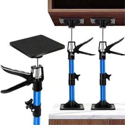 1pc Adjustable Third Hand Tool, Telescopic Support Rod, Third Hand Support System, Steel Support Rod Suitable For Cabinet Jack, Shelf Support Rod, Adjustable Support Rod With Rotatable Non-Slip Pad, Ergonomic Handle For Easy Use, Door Installation Assist Tool, Adjustable Arm Tool