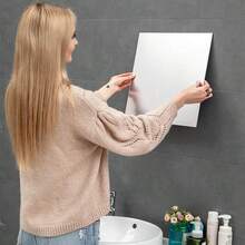 4片装+9.84英寸方形亚克力镜面墙贴，3D墙贴组合套装 DIY工艺家居装饰亚克力钻石镜面墙贴装饰背景墙镜 3D立体方形镜面贴纸 - 彩色 - 查看 5