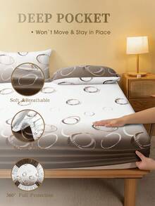 1 pieza Sábana ajustada con patrón geométrico de color café con efecto jaspeado a la moda, protector de colchón, funda de colchón con corazón de San Valentín, suave y transpirable, se ajusta a las tallas Twin, Full, Queen y King, con bolsillo profundo de hasta 30 cm, resistente a las arrugas, mejora la calidad del sueño, lavable a máquina. Esencial para la temporada de regreso a la escuela en la habitación del dormitorio.