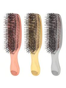Scalp Cleansing Electroplated Massage Comb, Home Use Electroplated Hair Brush, Dry & Wet Dual-Use Electroplated Hair Styling Comb - Multicolor - View 7