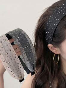 3条装女士纯色优雅水晶网纱防滑发带，适合日常佩戴，居家、学校、海滩、工作、派对、节日、生日、返校、新年、情人节、母亲节、婚礼、音乐节、毕业典礼等场合，可作发带、发箍、发饰、女士头饰。 - 彩色 - 查看 10