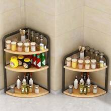 1 pièce Étagère de rangement, étagère d'angle en métal à 3 niveaux pour le comptoir, organisateur de rangement de grande capacité pour la maison, pour la cuisine et la salle de bain, accessoires de maison et rangement - Noir - Voir 1