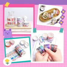 40 Rolls Washi Tape Set - 15 Mm Wide Colored Masking Tape, Decorative Adhesive Tape Crafts, Wrapping, Scrapbooking Supplies, Bullet Journals, Planners, Party Decorations - Multicolored - View 6