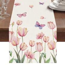 Camino de mesa con estampado floral de primavera - Perfecto para reuniones familiares y eventos festivos, 13x35/13x47/13x72/13x90/13x108 pulgadas - Multicolor - Ver 3