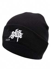 2025 Noua pălărie personalizată tricotată la modă Riot brodat culoare blocată pălărie de fasole stradă creativă hip hop pălărie în aer liber zilnic naveta pălărie decorativă toamna și iarna sport de agrement rezistent la vânt pălărie caldă unisex fără margini pălărie bărbați cap de iarnă