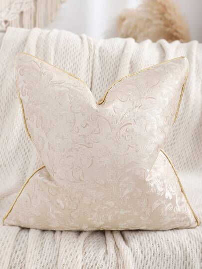 1pc/2pcs Faux Silk Jacquard Floral Vintage Farmhouse Decorative Throw Pillow Cover For Living Room, Sofa, Bedroom