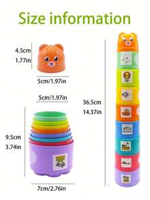 Set de 9 piezas de vasos apilables de colores para bebé, juguetes apilables para identificación de colores y entrenamiento cognitivo (colores aleatorios), juguetes de baño para bebé, relleno de bolsas de fiesta, juguetes sensoriales para aliviar el estrés, juguetes para niños pequeños, regalos de cumpleaños y Pascua - Multicolor - Ver 3
