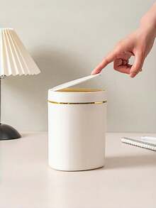 Heart-Shaped Triangular Desktop Trash Can, Thick PP Material For Home Use, Pedal-Operated Flip Lid, Large Opening Triangular Desktop Trash Can, Waste Paper Basket, Plastic Office Desk Trash Can, Smooth Design Prevents Odor Leakage, Can Be Used To Store Fruit Peels And Paper Scraps On The Desktop, Keep The Desktop Clean, Suitable For Bathroom, Home Office Desk Decor, Coffee Table, Office, Living Room, Covered Mini Plastic Trash Can, Also Suitable For Home Dining Table. - Multicolor - View 9