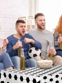 1件足球主题一次性塑料桌布，适合生日派对、节日聚会 - 彩色 - 查看 6