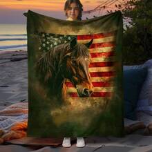 1PC 280gsm1pc American Deer Elk Camo Pattern Print Blanket, Cozy Fleece Throw Couch & Bed, Office Camping Travel Home Decor, Warm Comfort