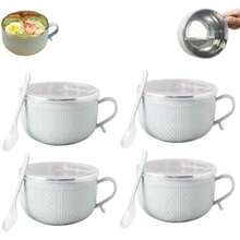 2026 Set 4 PCS Mug Meals W/Lid-Its, 25-Oz Meal Mugs Set,Stainless Round Heat-Resistant Bowl Holiday Meal Mugs for Coffee, Soups, Stews, Christmas Gift Sets ()(4PC Blue) - Multicolor - Ver 2