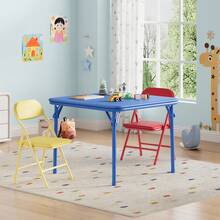 Techigher Kids Activity Table And Chair Set, 3/5 Piece Kids Folding Square Table And Chairs Set, Square Table & 2/4 Folding Chairs For Daycare And Classrooms, Indoor Play & Learning - 3 Piece, Colorful - View 1